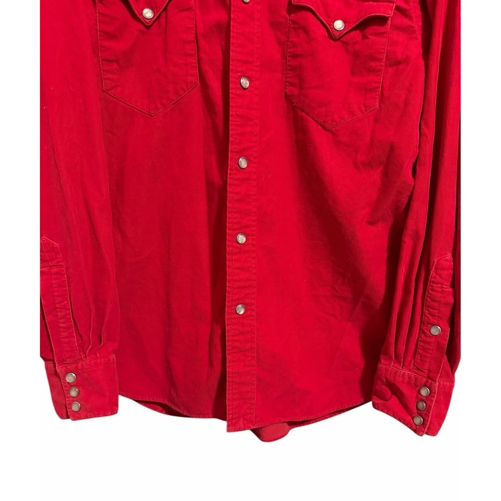 Polo‎ Ralph Lauren Red Corduroy Classic Western Shirt Pearl Snap Size Medium - Picture 5 of 14